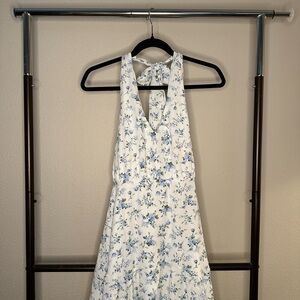 Blue Floral Halter Mini Dress